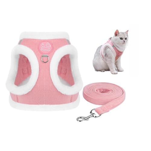 Pet Harness Vest with Leash for Small Medium Dogs Cats-No Pull Step-in Pet Vest Breathable Soft Lightweight Harness and Leash Set for Puppy Kitty Bunny-Peach-M - color: Peach, size: Medium