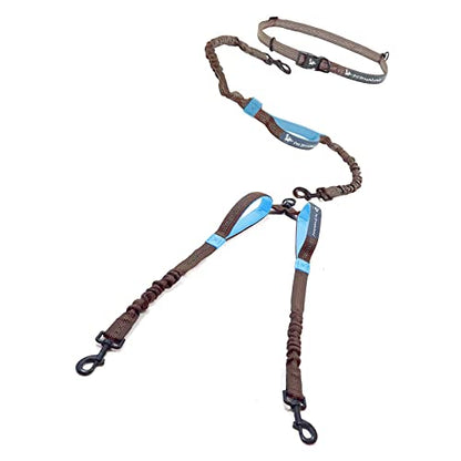 Exquisite Hands Free Dual Dog Leash with Tangle-Free Swivel for Large Dogs. Waist Leash for Running with Two Dogs. You Will Absolutely Love This Amazing Dog Walking Belt (Grey and Blue) - color: Grey & Blue
