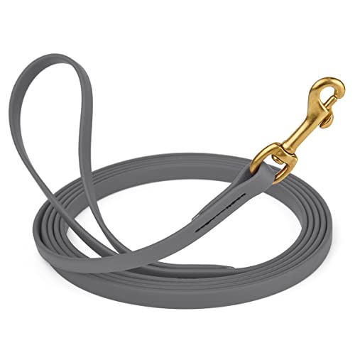 Viper K9 Biothane Working Dog Leash Waterproof Lead for Tracking Training Schutzhund Dog Sport & Search - Odor-Proof Long Line with Solid Brass Snap for Puppy Medium Large 1/2" x 10ft Battleship Gray - color: Battleship Gray, size: 1/2" x 10ft