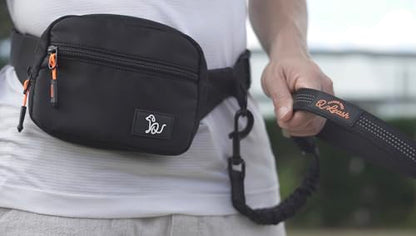 Retractable Hands Free Dog Leash with Zipper Storage Pouch - 3-Piece Bungee Running, Walking & Hiking Leash with Waist Belt - Release Clip, One Button Lock - Reflective Stitching for Medium Large Dogs - color: Q-Leash 3-Piece