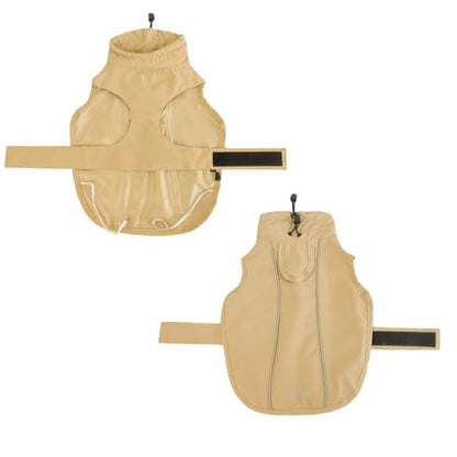 Waterproof Dog Raincoat with Reflective Strip, Adjustable Breathable Rain Coat Jacket with Leash Hole for Dogs (Khaki, Small) - color: Khaki, size: Small