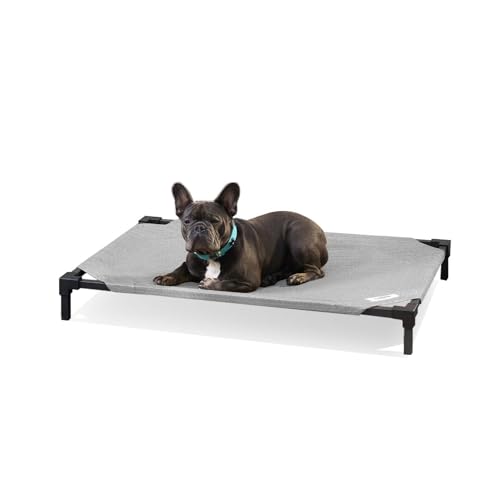 Coolaroo Pro Elevated Dog Bed - Low-Profile Access, Moisture-Resistant Cover, Breathable Fabric & Tool-Free Setup, Steel Gray, Medium - color: Steel Grey, size: Medium