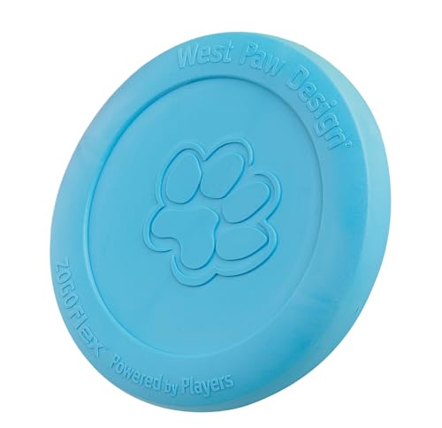West Paw Zogoflex Zisc Dog Flying Disc, High Flying Aerodynamic Disc for Dogs Puppy – Lightweight, Floatable Disc for Fetch, Tug of War, Catch, Play – Doubles as Food/Water Bowl, Large 8.5", Aqua Blue - color: Aqua Blue, size: Large