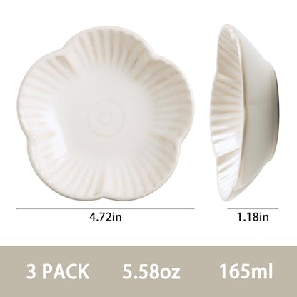 Cat Food Bowls, Ceramic Cat Plates, Dish for Food, Water and Snack, 4.72 Inch, Indoor and Outdoor Use, Kitten Puppy and Small Animals Bowls Set of 3 (White) - color: white