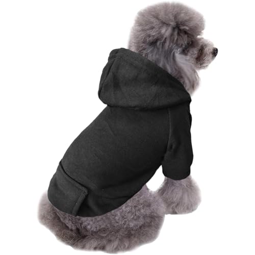 Jecikelon Winter Dog Hoodie Sweatshirts with Pockets Warm Dog Clothes for Small Dogs Chihuahua Coat Clothing Puppy Cat Custume (Black, X-Small) - color: Black, size: X-Small