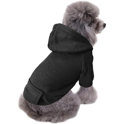 Jecikelon Winter Dog Hoodie Sweatshirts with Pockets Warm Dog Clothes for Small Dogs Chihuahua Coat Clothing Puppy Cat Custume (Black, X-Small) - color: Black, size: X-Small