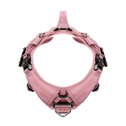 ICEFANG GN8 Tactical Dog Harness for Medium Sized Dogs,Full Metal Buckles,Reflective in Training Walking K9 Dog Vest,No-Pull Front Leash Clip,Adjustable Pet Harness (Pink, M (Pack of 1)) - color: Pink, size: Medium (Pack of 1)