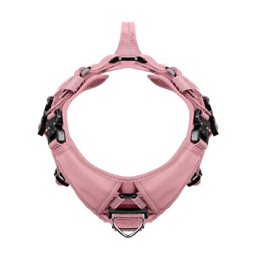 ICEFANG GN8 Tactical Dog Harness for Large Sized Dogs,Full Metal Buckles,Reflective in Training Walking K9 Dog Vest,No-Pull Front Leash Clip,Adjustable Pet Harness (Pink, L (Pack of 1)) - color: Pink, size: Large (Pack of 1)