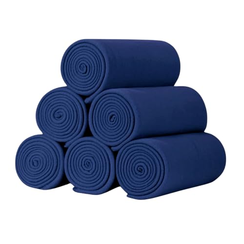 ZYFZCYBL Fleece Throw Blankets Lightweight Warm Soft Cozy Pet-Friendly Bulk Fleece Throw Blanket Solid for Home Bed, Sofa，Office,Gifts, Couch (Pack of 6-50 x 60 inch，Navy) - color: Navy