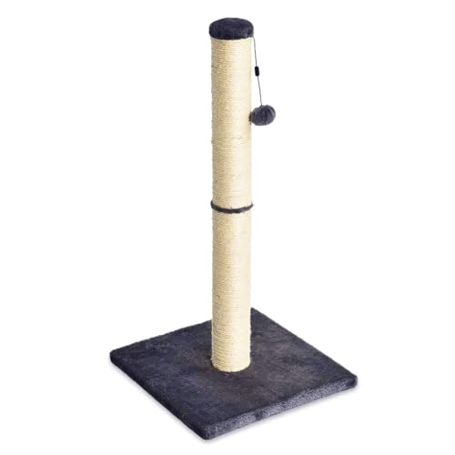 Amazon Basics Cat Scratching Post for Indoor Cats & Kittens, Medium (31.5"H), Cat Furniture with Dangling Ball Toy, Grey - color: Grey, size: 31.5" H, style: Scratching Post