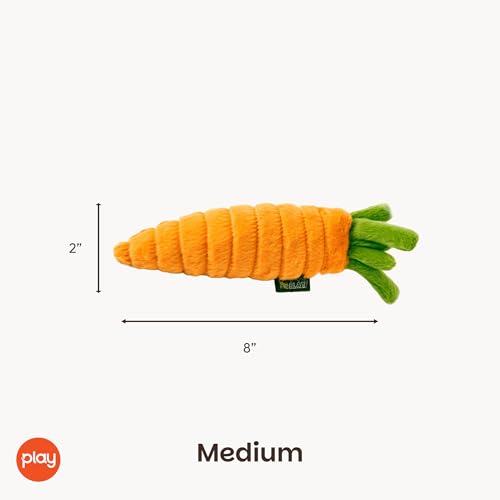 P.L.A.Y. Cute Plush Dog Toys - Fruit & Vegetable Themed Durable Squeaker Chew Toy, Great for Puppies & Small, Medium, Large Dogs - Machine Washable, Recycled Materials (Garden Fresh Carrot, Medium) - color: Carrot, size: Medium