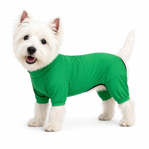 LoveLongLong Dog Jumpsuit with UV Protection and Quick-Dry Fabric for Spring Summer Pet Pajamas Leaf Green S - color: Leaf green, size: S (for small dogs)