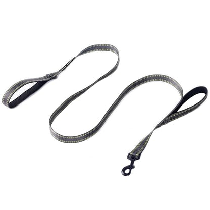 Eddie Bauer E24602 Flat Reflective Dog Leash with Padded Assist Handle 6-Feet Long, Grey