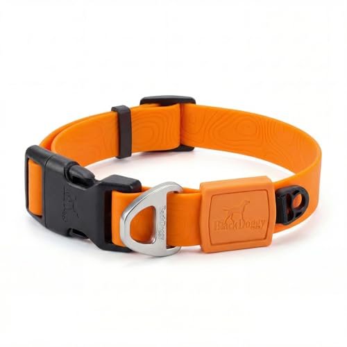 Waterproof & Odor – Free Embossed PU Dog Collar, Soft & Durable, Easy - Release Buckle, Adjustable Fit, Pet Collar for Small, Medium and Large Dogs (Small, Orange) - color: Orange, size: Small