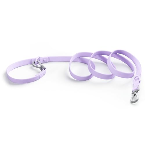 Waterproof Dog Leash, Easy to Clean, Purple PVC Leash with Multifunctional Dual Hooks, Adjustable 3ft-6ft for Walking, Heel Training, Swimming (Lavender) - color: Lavender