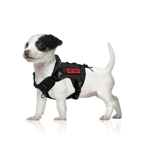 OneTigris Tactical Dog Harness Vest,No-Pull Service Dog Vest with Hook & Loop Panels,Adjustable Dog Vest Harness for Walking Hiking Training(Black,XS) - color: Black, size: XS