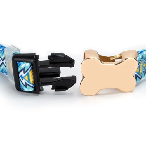 Personalized Custom Customized Silent No Jingle Dog Collar with Engraved ID Dog Name Phone Number/Dog Collars for Puppy X-Small Small Medium Large X-Large Boy Girl Dogs-Blue Lattice-XS - color: 8 Blue Lattice, size: X-Small (0.6" *7.8"-11.8")