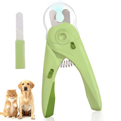 LED Dog Nail Clipper with Light, Illuminate Nails and Bloodline for Safe Trimming, with Nail File, Transparent Guard and Safety Lock, Suitable for Cats and Dogs - color: Green