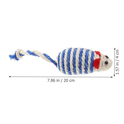 LOGOFUN 6pcs Cats Mouse Plush Toys Catnip Filled Cat Toys with Sisal Mice Handmade Rope Pet Toy for Indoor Cats Kitten Interactive Play Supplies - Blue & Yellow