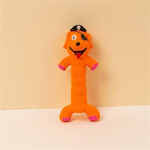 Squeaky Toy for Dogs, Cute Pet Chewing Teething Pet Toy Latex Chew Toys Convex Design for Puppy Small Medium Large Dogs, Interactive Dog Toys for Aggressive Chewers (Orange Dog) - color: Orange hooded dog