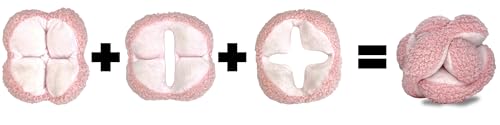 Glory To Dog Pink Snuffle Knot Interactive Dog Toy 4” Puzzle Ball with 8 Squeakers & Crinkle – Treat Hiding Enrichment Toy for Puppy & Small Breed Dogs – Durable Plush Sensory Play & Stimulation - color: Pink
