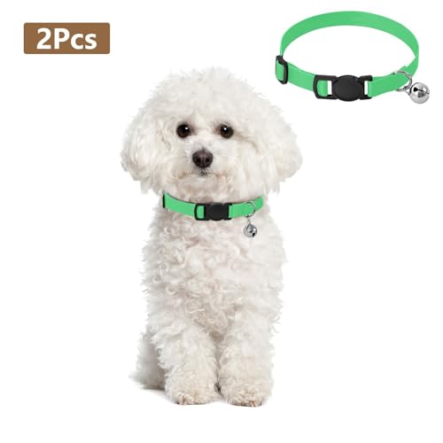 Cats Collar 2 Pack Collar for Cats Adjustable 10.6 to 17.1 Inches - color: Turquoise Green