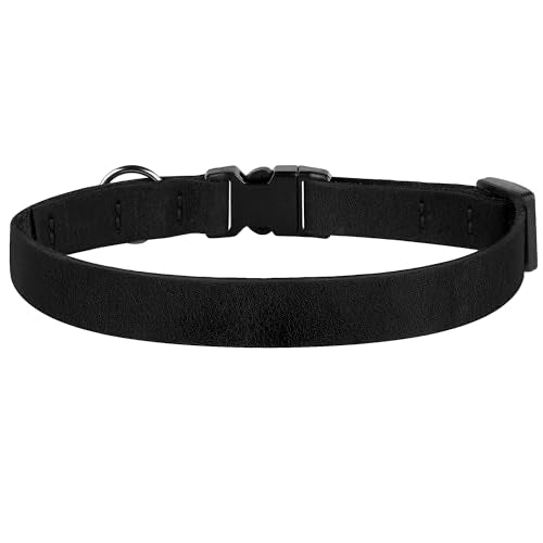 Breakaway Cat Collar Leather with Removable Bell - 13 Colors Available - Soft Adjustable Girl Boy Safety Lightweight Pet Kitten Collars Pink Brown Blue Green Red Orange Black (Black) - color: Black