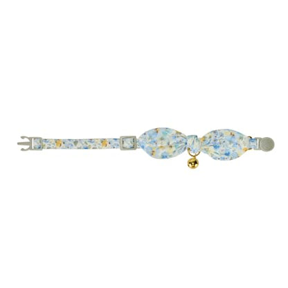 2 Pack Cotton Cat Collar, Removable Bowtie, Floral Pattern, Safety Breakaway Clasp, Adjustable for Cats.(Adult Cat, Blue Daisy and Floral) - color: Blue+Blue