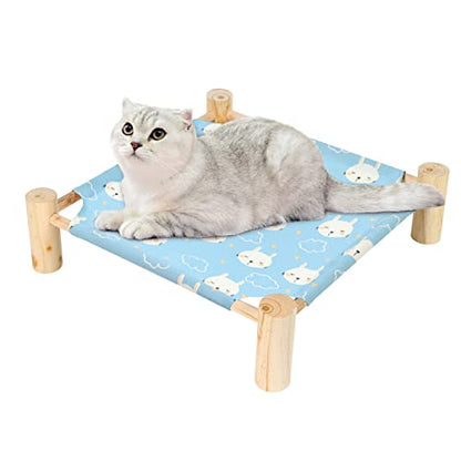 Cat and Dog Hammock Bed for Small Dogs, Brethable Wooden Cat Pet Rabbit Elevated Cooling Outdoor Bed Cots Furniture for Summer Rabbits - color: Rabbit