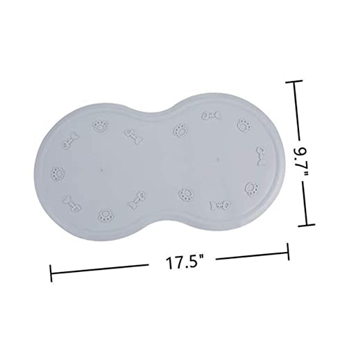 Silicone PET Feeding Mat Non-Slip Base Double Bowl Cat and Dog Food Pad Easy to Clean Waterproof and Sturdy Design for Indoor Use