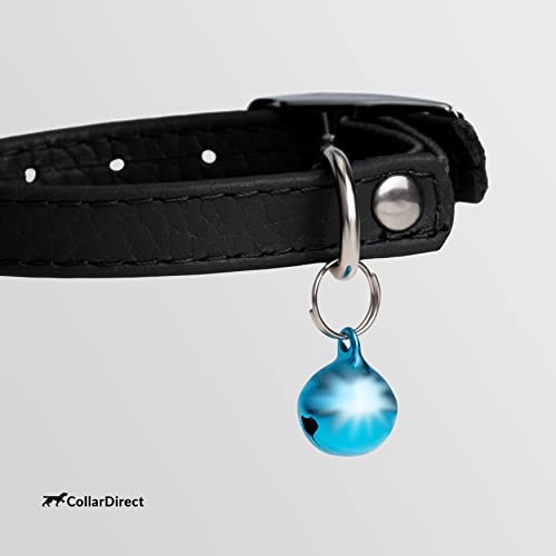 CollarDirect Leather Cat Collar with Removable Bell – Safety Elastic Strap (Breakaway Alternative) – Kitten Collar for Small & Big Boy & Girl Cats - color: Black, size: Neck Fit 8"-11"