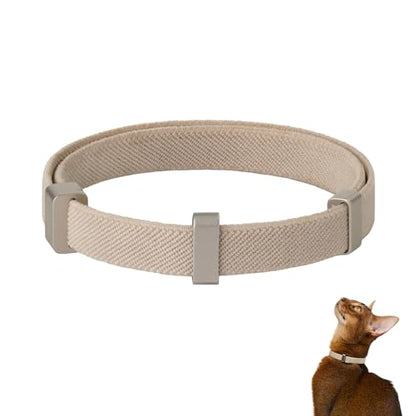 Safety Cat Collar Pro - U.S. IDA Gold Awarding Design, Elastic Quick Release Cat Collar with Buckle Non Breakaway - Lightweight for Kitten All Small Large Cats (Linen, S 5.9-11.8") - color: Linen, size: S 5.9-11.8"