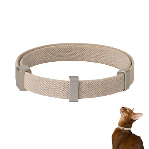 Safety Cat Collar Pro - U.S. IDA Gold Awarding Design, Elastic Quick Release Cat Collar with Buckle Non Breakaway - Lightweight for Kitten All Small Large Cats (Linen, S 5.9-11.8") - color: Linen, size: S 5.9-11.8"