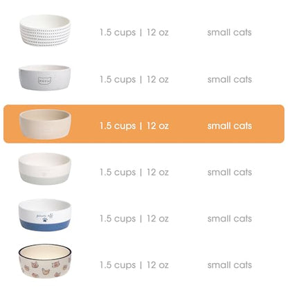 Pearhead Ceramic Cat Bowl – Neutral Taupe “Meow” Design, Holds 12 oz, Stoneware Pet Dish, Whisker-Friendly Pet Feeding, Non-Skid - color: Taupe "Meow", size: Single Bowl