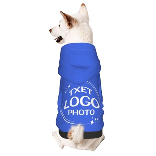 Personalized Dog Hooded Sweatshirt Pet Sweatshirt Design Custom Picture Text Clothes for Small Dogs Cats Customized Puppy Apparel Gifts Blue 2 Pet Hoodies - color: Blue 2, size: Small