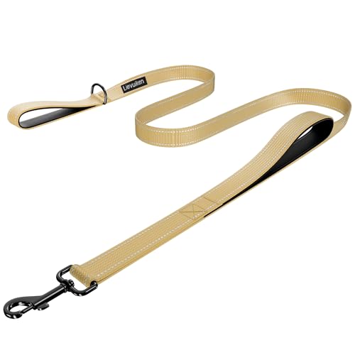 Dog Leash 4ft Long, Double Handle Dog Leash for Safety Control Training, Heavy Duty Dog Leads with Traffic Padded Handles, Reflective Leashes for Small Medium Large Dogs(4ft, Brown) - color: Brown, size: 4ft