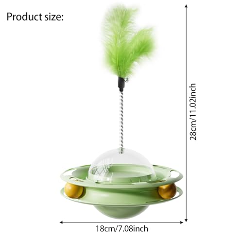 Cat Toys Interactive Track Balls,3 in 1 Cat Roller Toy for Indoor Cats,360° Rotating Food Leakage Device，Solve cat Anxiety and Attract Cats to Play (Green) - color: Green