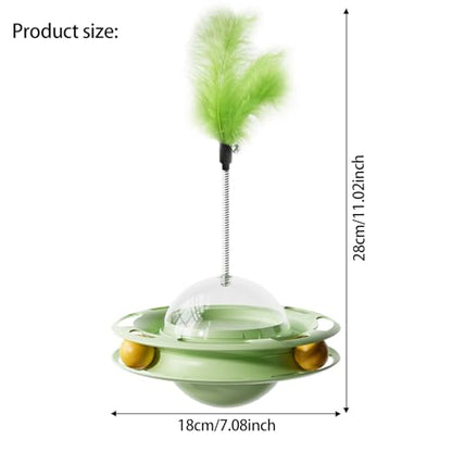 Cat Toys Interactive Track Balls,3 in 1 Cat Roller Toy for Indoor Cats,360° Rotating Food Leakage Device，Solve cat Anxiety and Attract Cats to Play (Green) - color: Green
