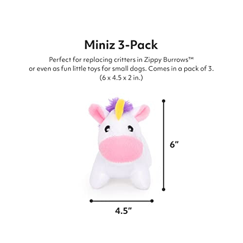 ZippyPaws Burrow Replacement Miniz - Interactive Dog & Puppy Toys for Boredom, Stimulating Pet Products to Keep Them Busy, Plush Refills for Hide & Seek Puzzle, Squeaky Toy for Enrichment - Unicorns - style: Unicorns (3-pack)