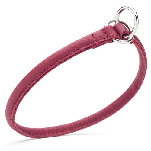 Dogline Soft and Padded Round Leather Choke Collar for Dogs (Pink, W1/4-in x L12-in) - color: Pink, size: W1/4-in x L12-in