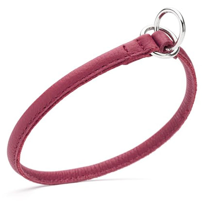 Dogline Soft and Padded Round Leather Choke Collar for Dogs (Pink, W1/4-in x L14-in) - color: Pink, size: W1/4-in x L14-in