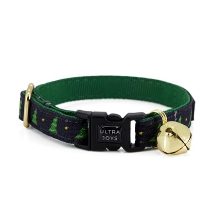 Ultra Joys Cat Collar with Bells - Breakaway for Kittens & Cats - Christmas Tree Small - color: Christmas Tree-Collar Only, size: Small