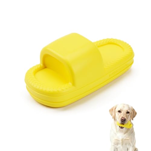MECOOL Squeaky Slipper Dog Toy - Chew Toys for Aggressive Chewers, Durable Rubber Chew Toy for Dental Cleaning & Boredom Relief, for Small Medium Dogs, Yellow - color: Yellow