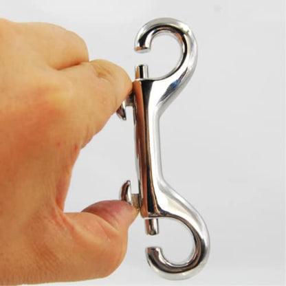 2 Pcs Double Ended Lead for Dogs, Bolt Snap Hooks Zinc Alloy Double End Clip Silver Diving Clip Trigger Snaps for Diving Dog Leash Key Chain Horse Tack Pet Feed Buckets