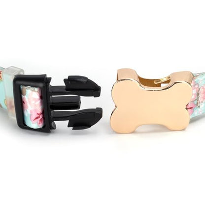 Personalized Custom Customized Silent No Jingle Dog Collar with Engraved ID Dog Name Phone Number/Dog Collars for Puppy X-Small Small Medium Large X-Large Boy Girl Dogs-Lily Flower-XS - color: 2 Lily Flower, size: X-Small (0.6" *7.8"-11.8")
