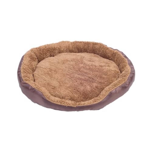Round Cat Bed - Soft Plush Faux Fur Pet Mat, Washable & Durable, Anti-Slip Waterproof Bottom, Perfect for Small Dogs, Cats, Kittens & Puppies - color: Coffee