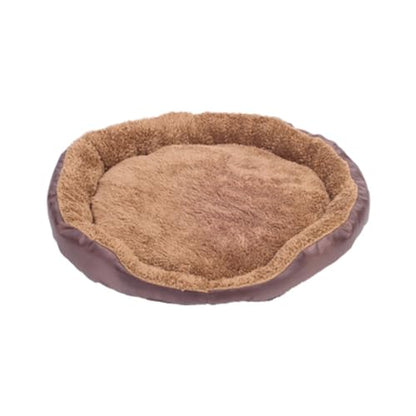 Round Cat Bed - Soft Plush Faux Fur Pet Mat, Washable & Durable, Anti-Slip Waterproof Bottom, Perfect for Small Dogs, Cats, Kittens & Puppies - color: Coffee