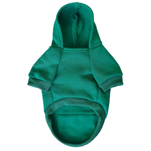 Jecikelon Winter Dog Hoodie Sweatshirts with Pockets Warm Dog Clothes for Small Dogs Chihuahua Coat Clothing Puppy Cat Custume (Green, XX-Small) - color: Green, size: XX-Small