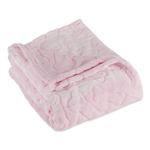 Bone Dry Embossed Bone Print Pet Blanket, Pink, 36x48" - color: Pink