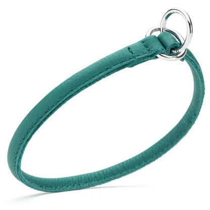 Dogline Soft and Padded Round Leather Choke Collar for Dogs (Teal, W1/4-in x L12-in) - color: Teal, size: W1/4-in x L12-in